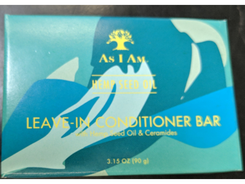 As I Am Leave-In Conditioner Bar, Hemp Seed Oil & Ceramides, 3.15 oz/90 g