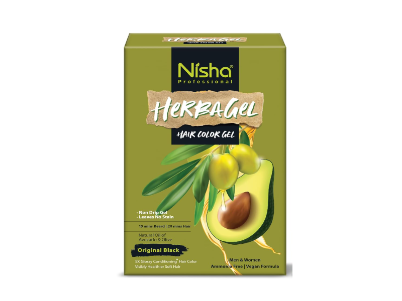 Nisha Professional Herbagel Hair Color Gel, Original Black, Avacado & Olive, 1 Pack