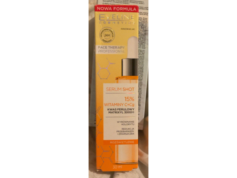 Eveline Cosmetics Face Therapy Serum Shot, Vitamin C+Cg, 1.06 fl oz/30 mL