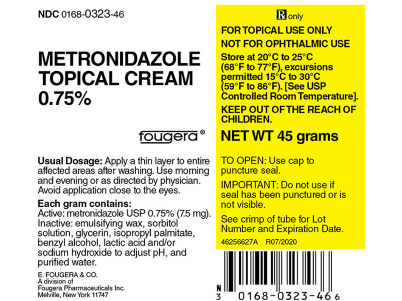 Metronidazole Topical Cream, 0.75%, 45 g, Fougera (RX)