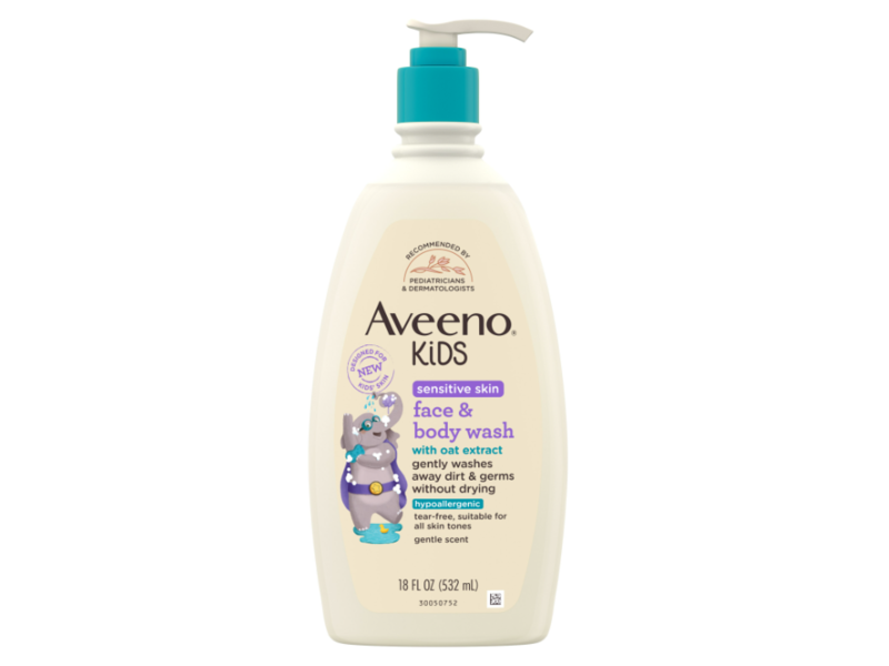 Aveeno Kids Face & Body Wash, Sensitive Skin, 18 fl oz/532 mL