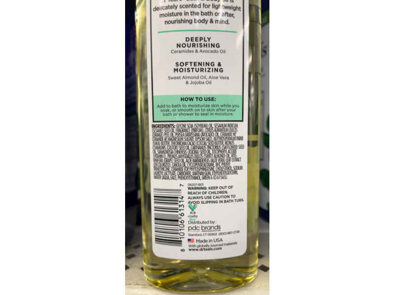 Dr Teal's Moisturizing Bath & Body Oil, Ceramides & Avocado Oil, 8.8 fl oz/260 mL