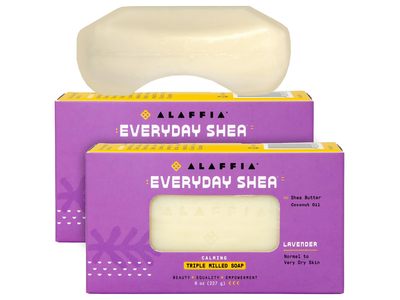 Alaffia Everyday Shea Triple Milled Soap, Lavender, 8 oz/227 g, 2 Pack