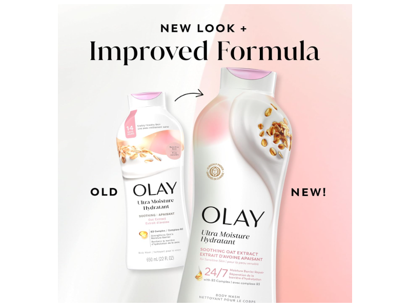 Olay Ultra Moisture Body Wash, Oat Extract, 22 fl oz/650 mL