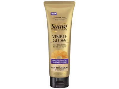 Suave Professionals Visible Glow Self-Tanning Body Lotion, Fair to Medium 7.5 oz/221 mL