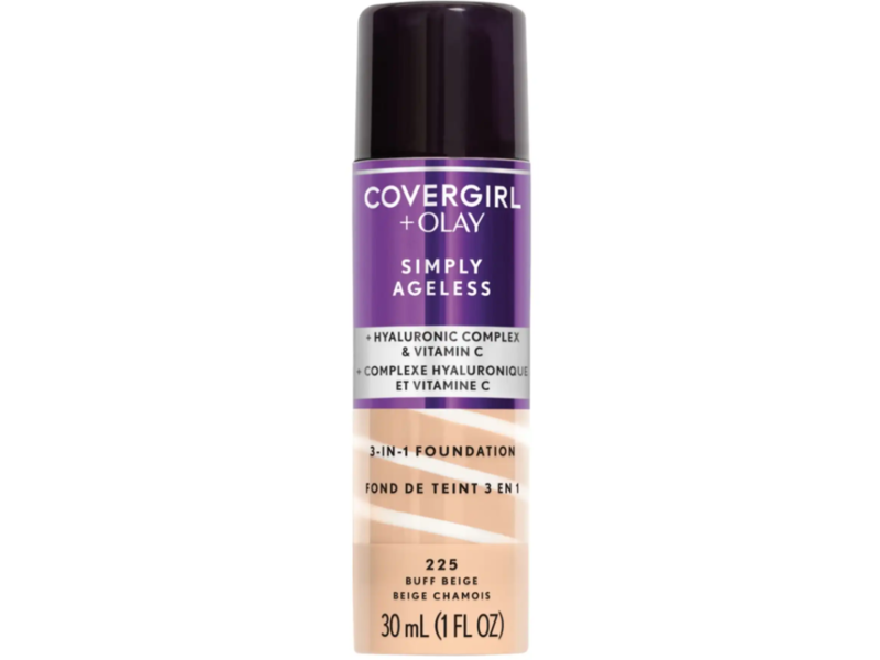 CoverGirl + Olay Simply Ageless 3-In-1 Liquid Foundation, 225 Buff Beige, 1 fl oz/30 mL