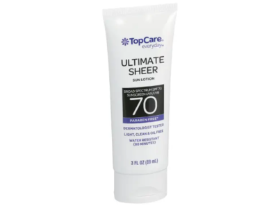 TopCare Ultimate Sheer Sun Lotion, SPF 70, Paraben Free, 3 fl oz/89 mL