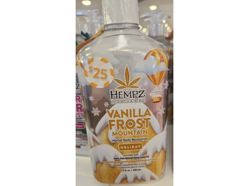 Hempz Herbal Body Moisturizer, Vanilla Frost Mountain, 17 fl oz/500 mL