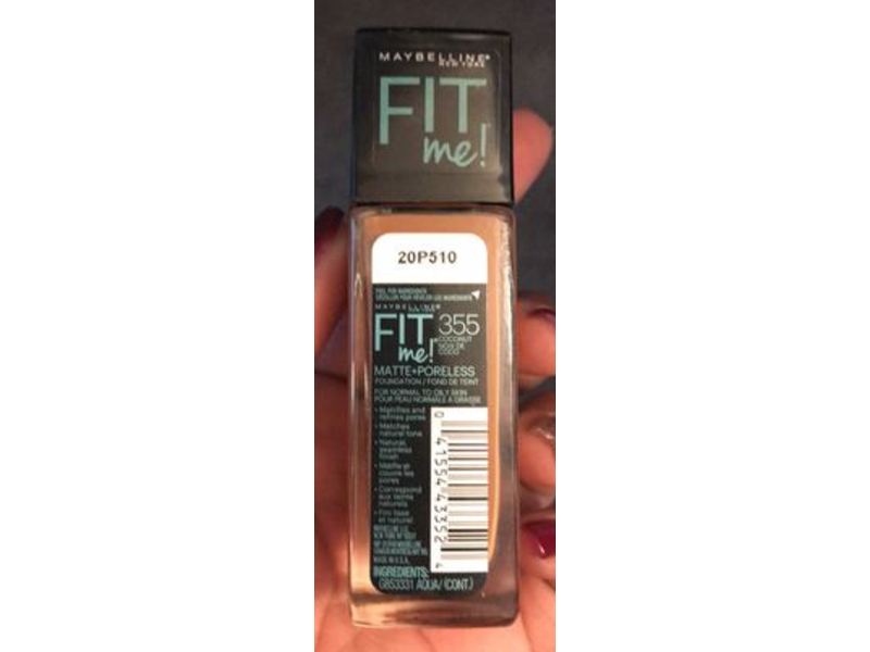 Maybelline New York Fit Me Matte + Poreless Foundation Makeup, Coconut, 1 fl oz/30 mL