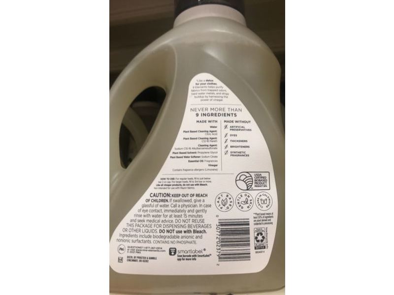 9 Elements Liquid Laundry Detergent, Eucalyptus Scent, 92 fl oz/2.72 L