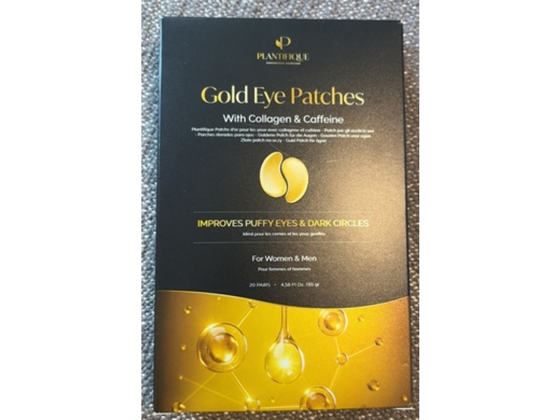Plantifique Gold Eye Patches, Collagen & Caffeine, 4.58 fl oz/130 g, 20 Pairs