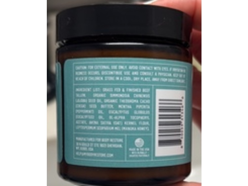 Body Restore Whipped Beef Tallow Balm, Eucalyptus, 2.5 oz