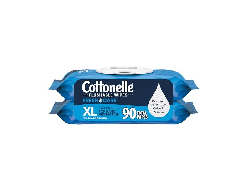Cottonelle Flushable Wipes, XL, Pack Of 45, 2 Packs