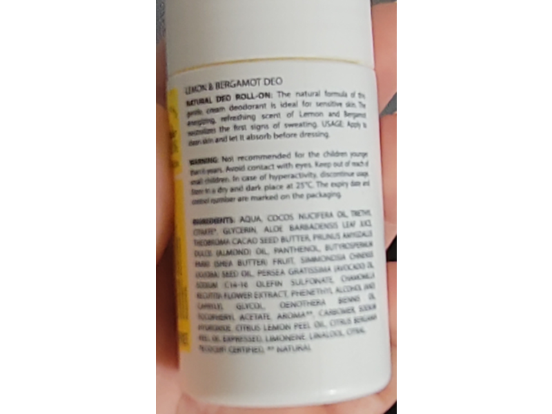Attirance Limon & Bergamot Deo Natural Roll On, 50 mL
