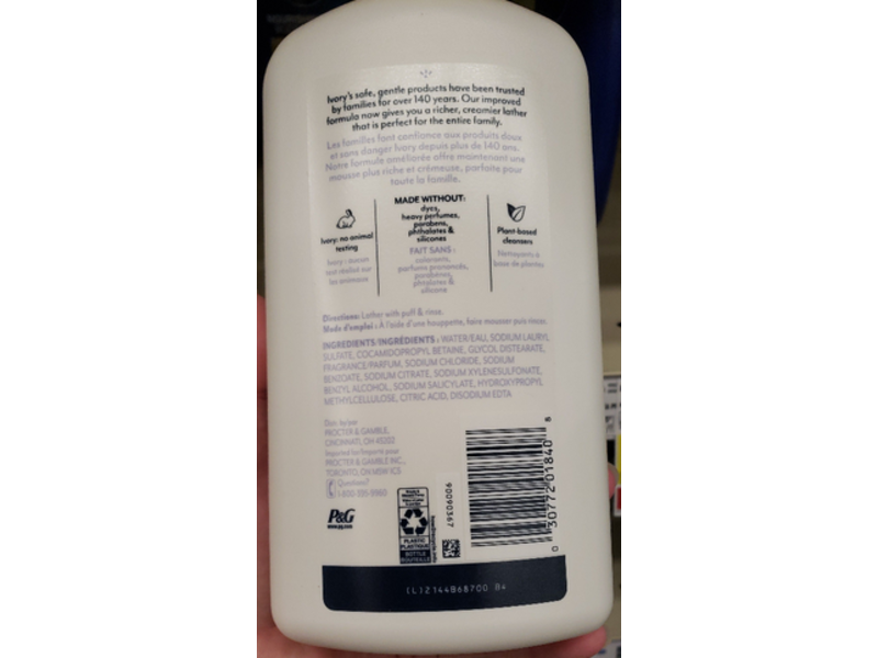 Ivory Mild & Gentle Body Wash, Aloe Scent, 27 fl oz/798 mL