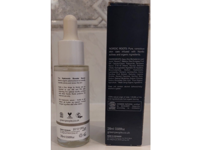 Green People Nordic Roots Hyaluronic Booster Serum, Scent Free, 0.98 fl oz/28 ml