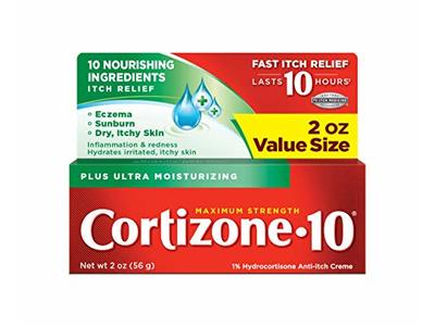 Cortizone-10 Plus Ultra Moisturizing 1% Hydrocortisone Anti-Itch Creme, Maximum Strength, 2 oz/56 g, 3 Pack