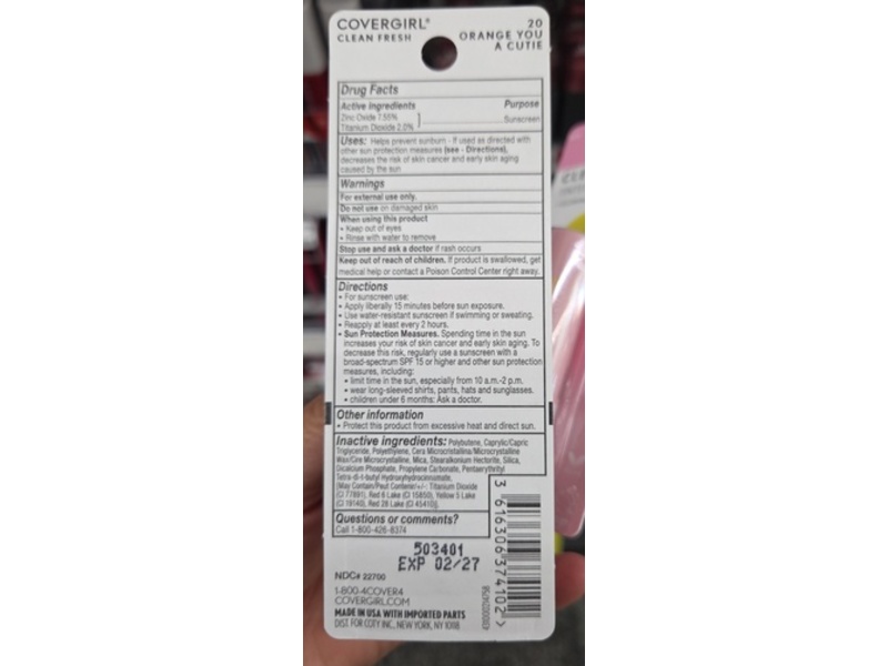 Covergirl Clean Fresh Tinted Lip Balm, Orange You A Cutie, SPF 15, 0.14 oz