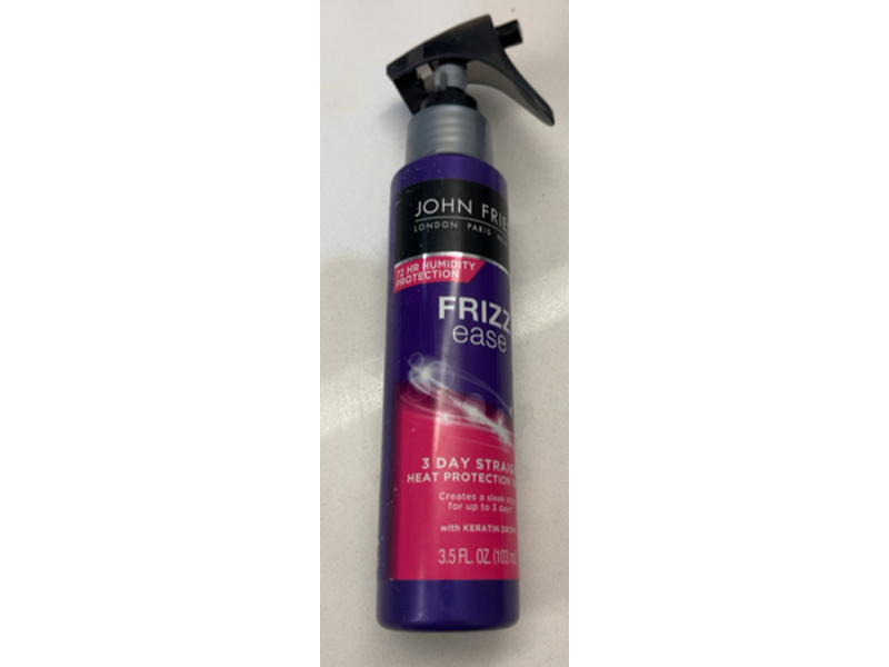 John Frieda Frizz Ease 3 Day Straight Heat Protection Spray, Keratin Drops, 3.5 fl oz/103 mL