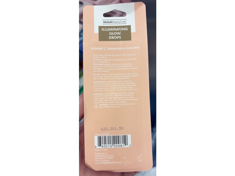 Global Beauty Care Illuminating Glow Drops, Vitamin C, Squalane & Glycerin, 1 fl oz/30 mL