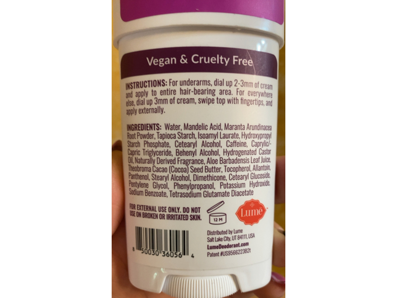 Lume Invisible Cream Deodorant, Peony Rose, 2.2 oz/62 g