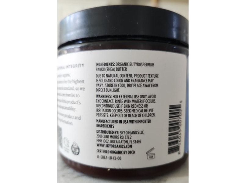 Sky Organics Replenishing Butter, Organic Shea Butter, 15 oz/425 g