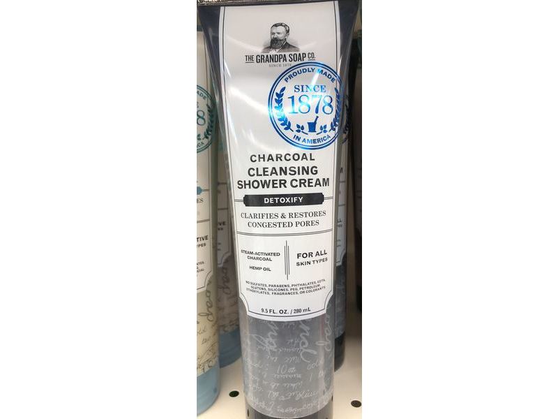 The Grandpa Soap Co Charcoal Cleansing Shower Cream, Detoxifying, 9.5 fl oz / 280 mL