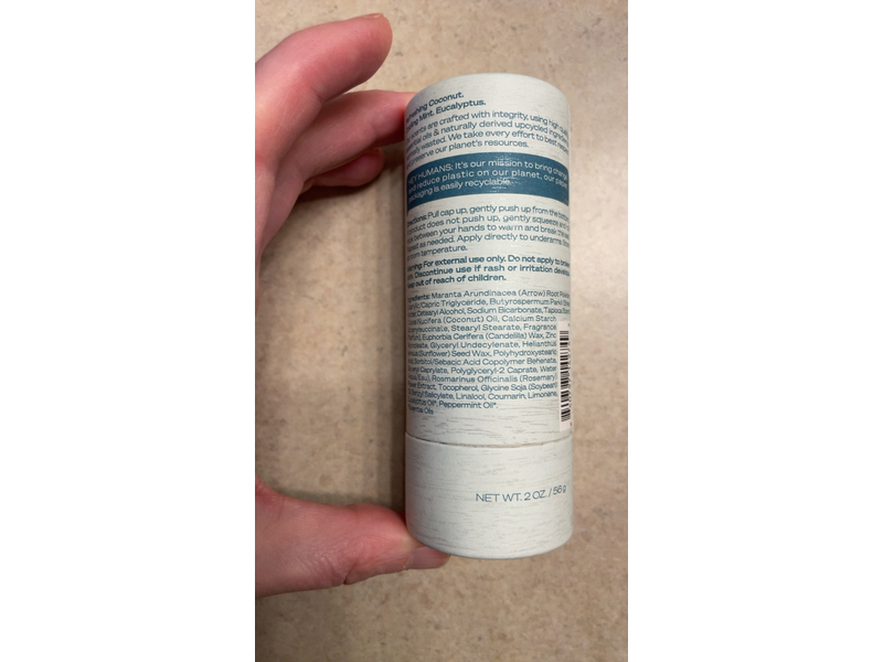 Hey Humans Naturally Derived Deodorant, Coconut Mint, 2 oz/56 g