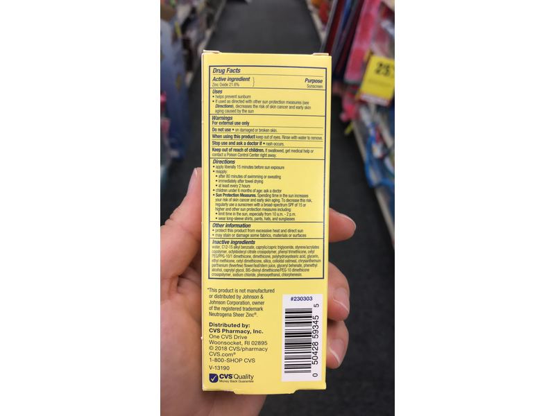 Cvs Health 50 Zinc Face Sheer Lotion, SPF 50, 2 fl oz/59 mL