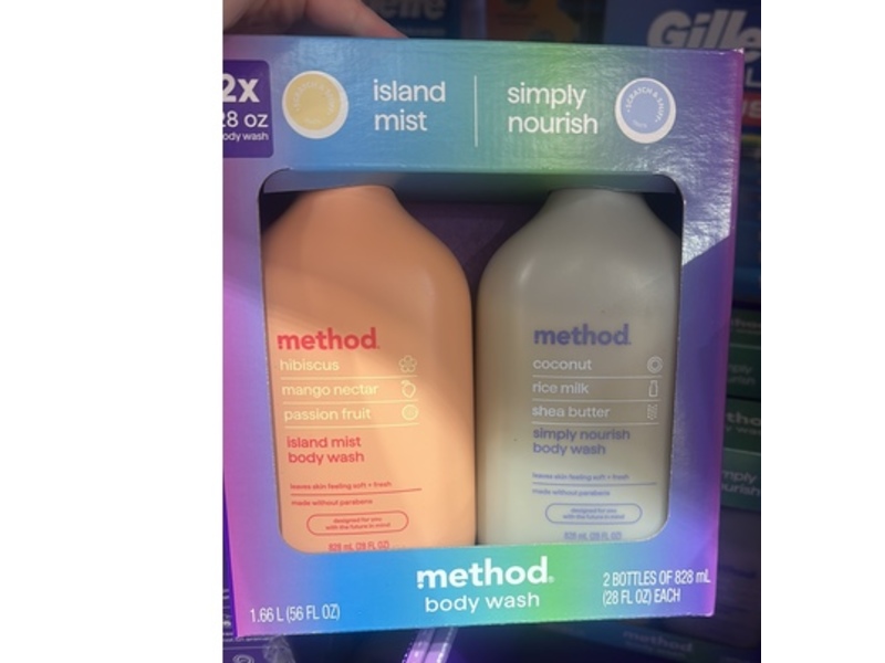 Method Island Mist & Simply Nourish Body Wash, 28 fl oz/828 mL, 2 Count