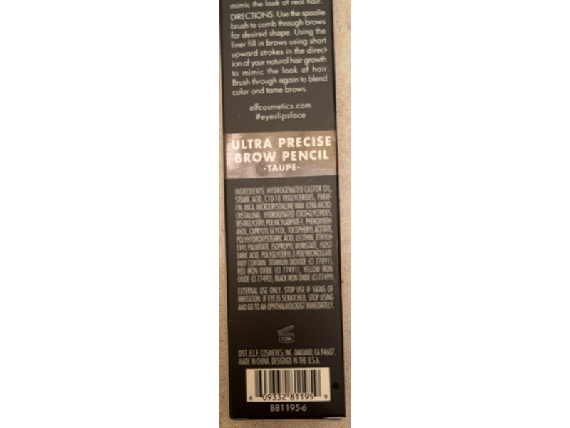 e.l.f. Cosmetics Ultra Precise Brow Pencil, Taupe, 0.0017 oz/0.05 g