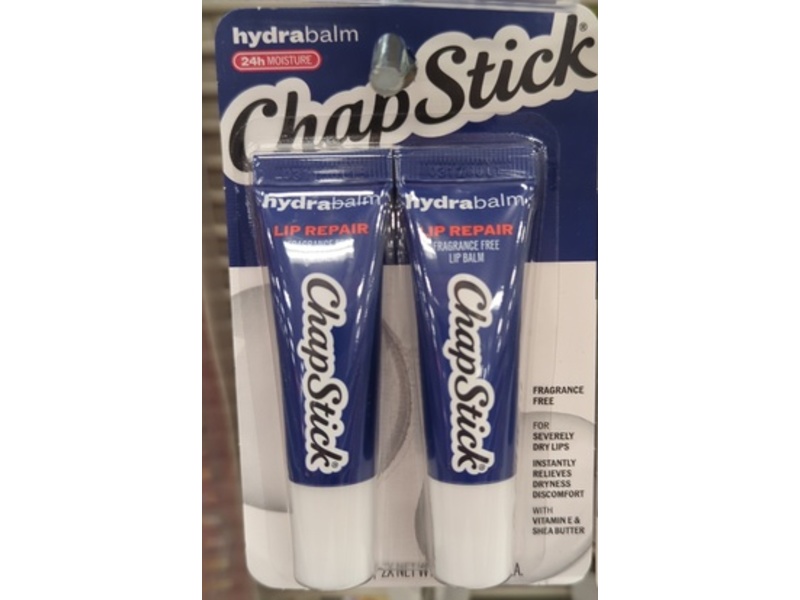 ChapStick Hydrabalm Lip Repair Balm, Fragrance Free, 0.70 fl oz/10 g, Pack Of 2