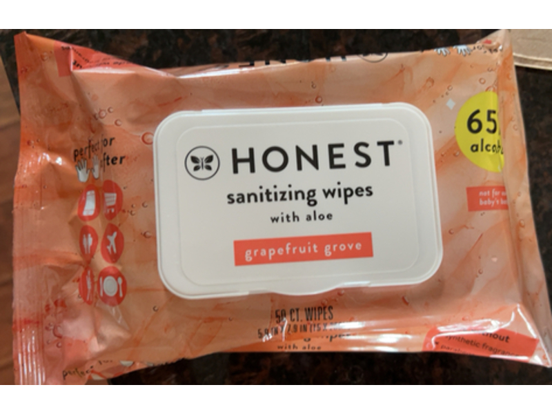 Honest Sanitizing Wipes, Grapefruit Grove , 50 Count, Pack Of 3