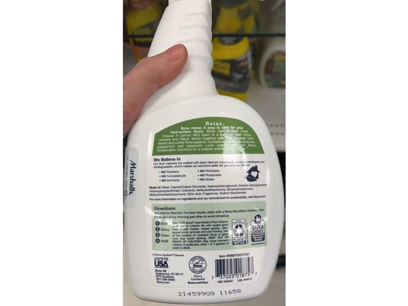 Bona Hard-Surface Floor Cleaner, Citrus Scent, Lemon Scent, 22 fl oz/650 mL