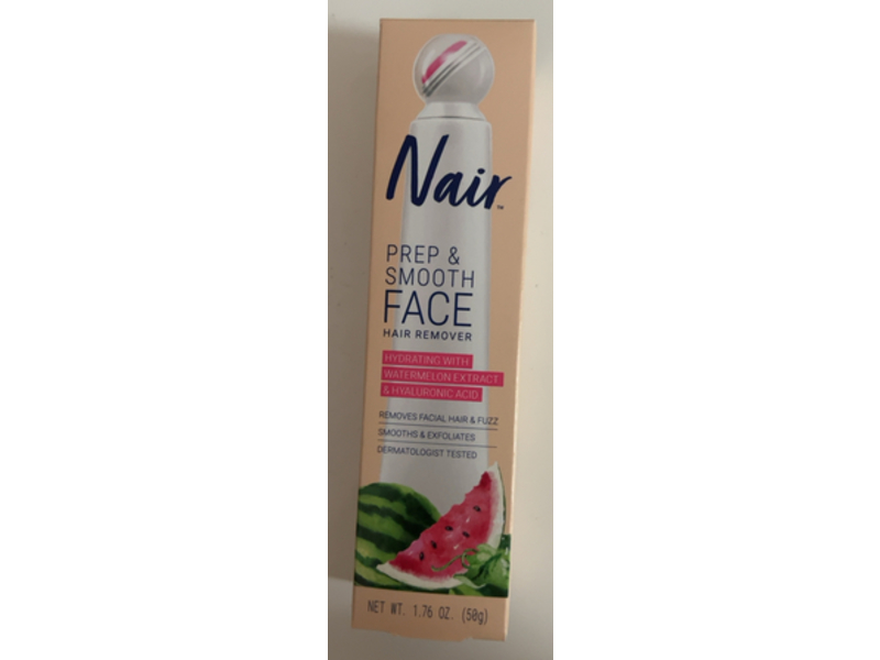 Nair Prep & Smooth Face Hair Remover, Hydrating, Watermelon Extract & Hyaluronic Acid, 1.76 oz/50 g