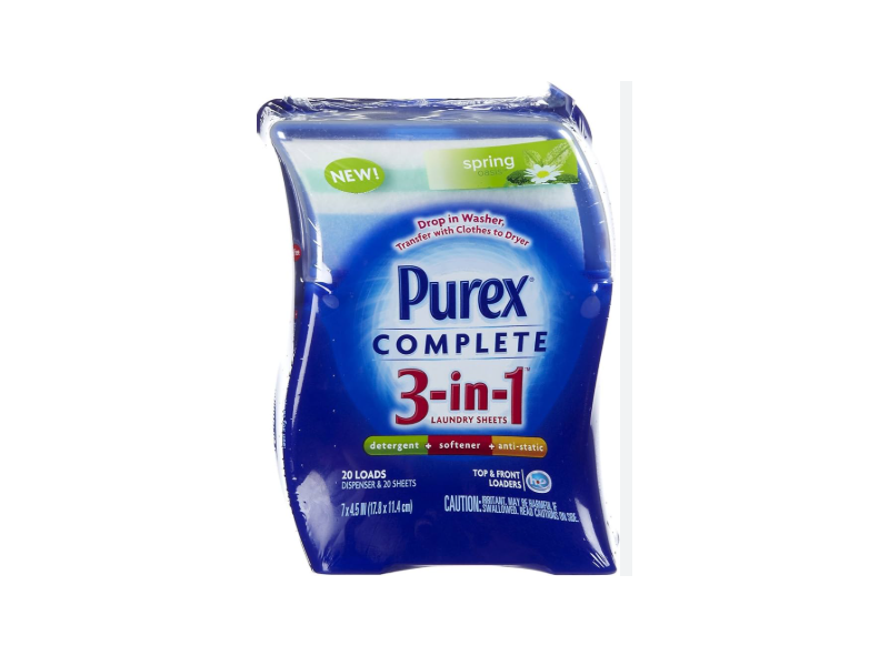 Purex Complete 3-In-1 Laundry Sheets, Spring, 20 Loads, 20 Sheeets