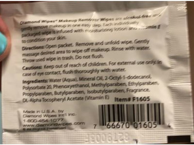 Diamond Wipes Makeup Remover Wipes, Vitamin E, 1 Count