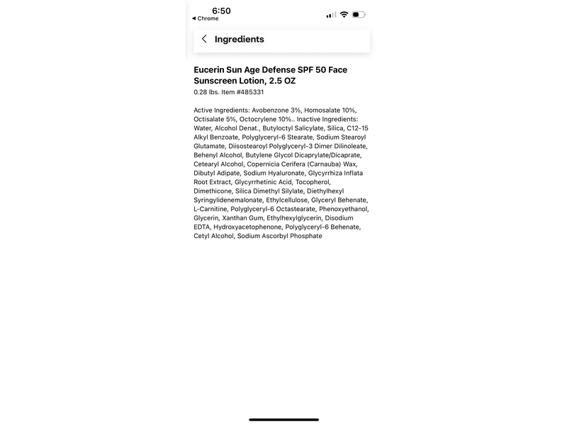 Eucerin Age Defense Sunscreen Lotion, SPF 50, 2.5 fl oz/75 mL