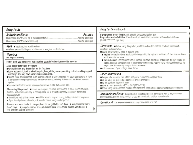 H2 Pharma Clotrimazole Vaginal Antifungal Cream, USP 1%, 1.59 oz/45 g