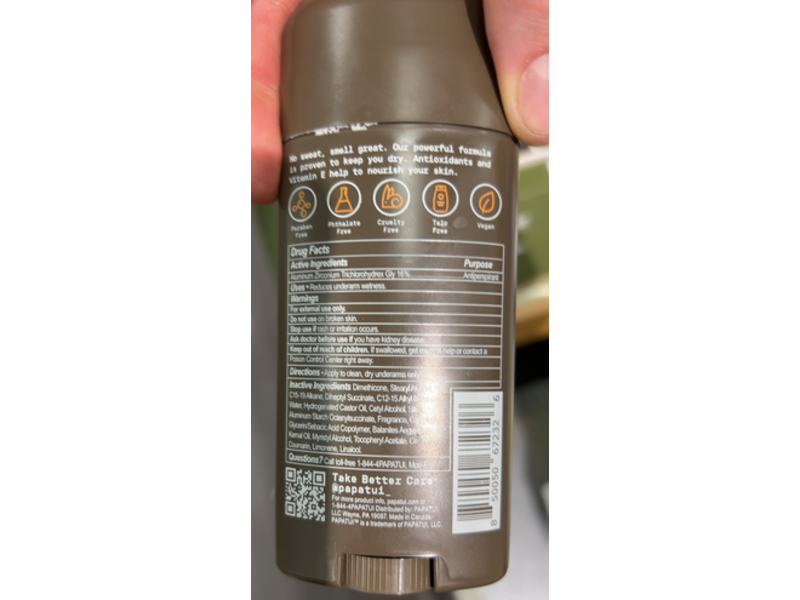 Papatui Antiperspirant Deodorant, Sandalwood Suede, 2.6 oz/73 g