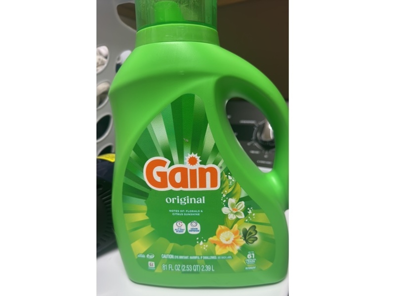 Gain Original Liquid Laundry Detergent, Florals & Citrus Sunshine, 61 Loads, 81 fl oz/2.39 L
