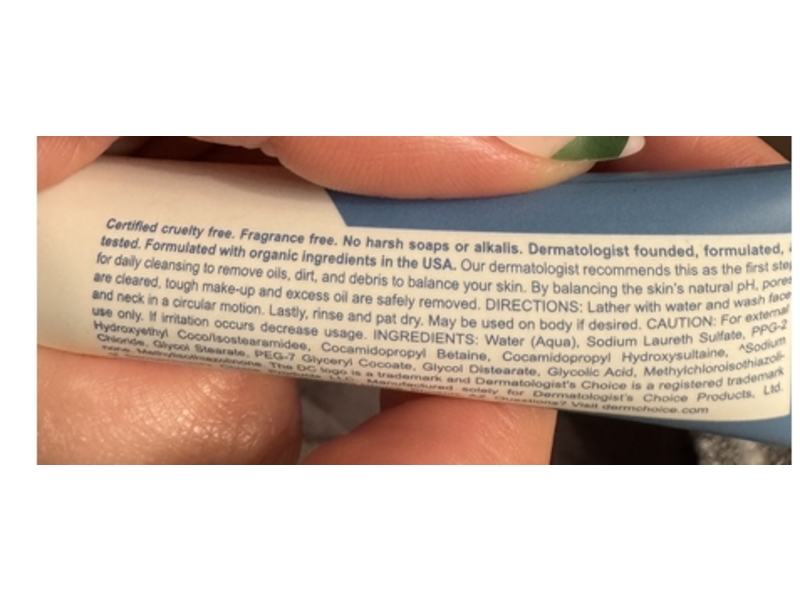 Dermatologist’s Choice pH Balanced Cleanser, Glycolic Acid (AHA), 0.5 oz/15 mL