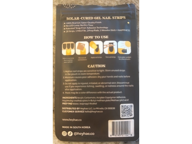 Heyhae Semi Solar-Cured Gel Nail Strips, Main Character, 28 Count