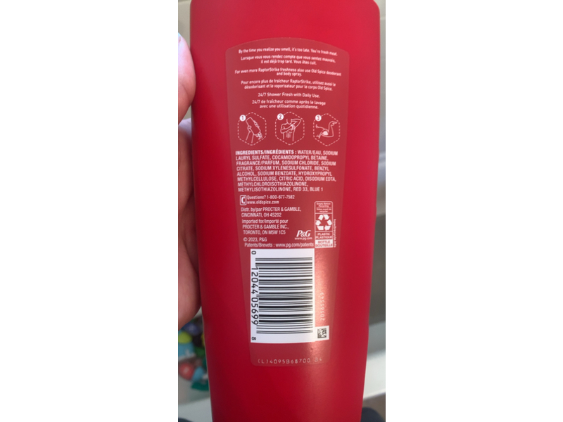 Old Spice Shower Fresh Body Wash, Raptorstrike, 24 fl oz/709 mL, Pack Of 4
