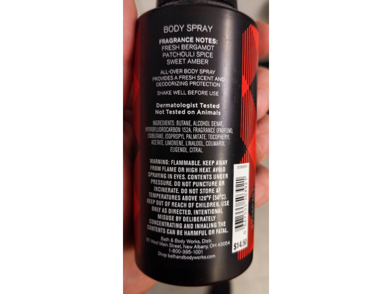 Bath & Body Works Classic Flannel Men's Body Spray, 3.7 oz/104 g