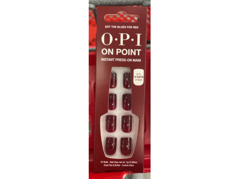 O.P.I On Point Instant Press-On Nail, Got The Blues For Red, 0.035 oz/1 g, 24 Count