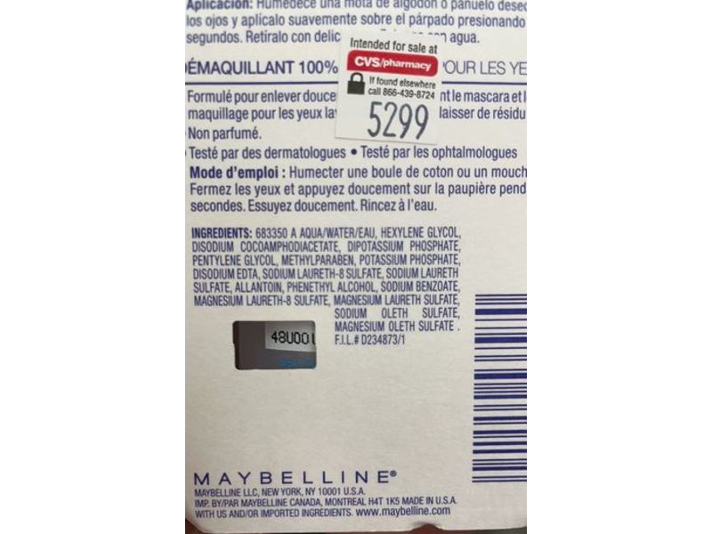 Maybelline Expert Eyes Makeup Remover,2.3 fl oz/68 mL