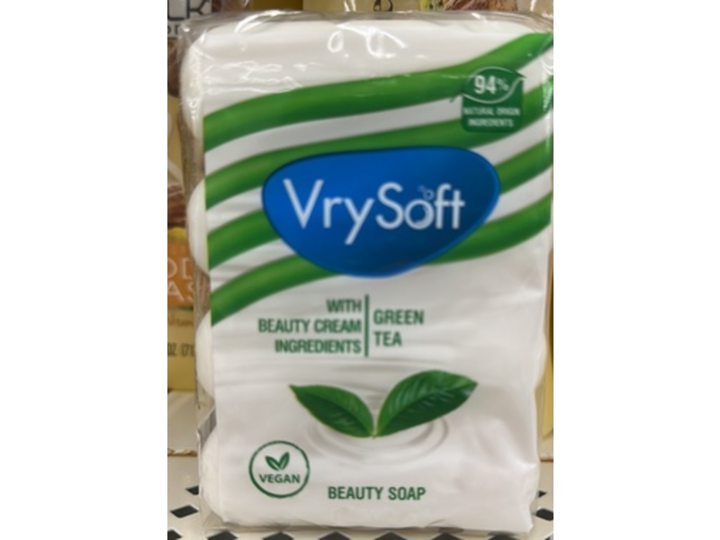 Vry Soft Beauty Soap, Green Tea, 3.5 oz/100 g, Pack Of 4