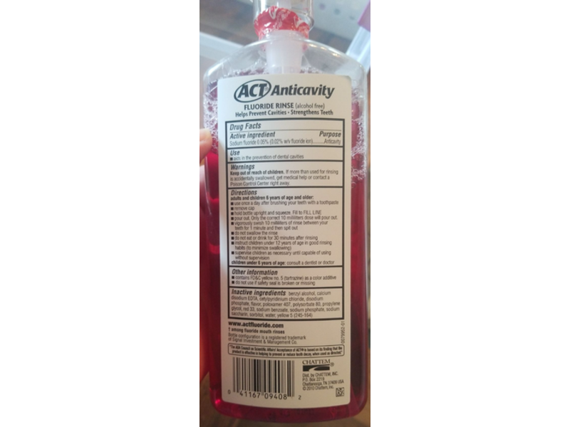 Act Anticavity Fluoride Mouthwash, Cinnamon, 18 fl oz / 532 mL, Pack Of 2
