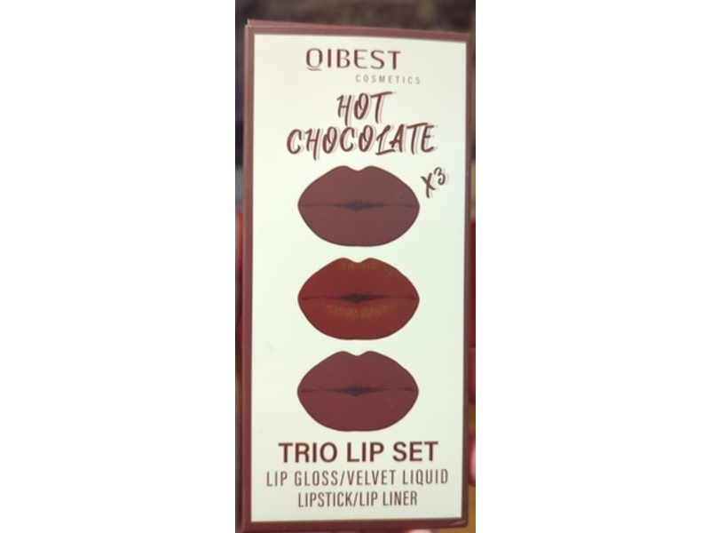 Qibest Cosmetics Lip Gloss, Lipstick & Lip Liner Set, Hot Chocolate